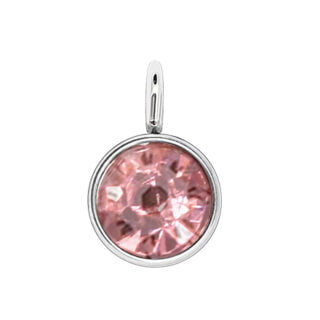 Rhinestone strass bedeltje geboorte steen licht roze zilver