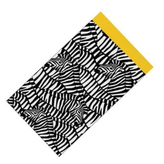 Cadeau verpakkingszakje zwart wit geel zebra 19cm 13cm 25cm