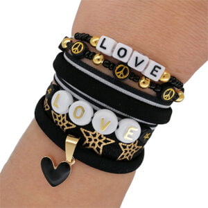 DIY set armbandjes love zwart goud