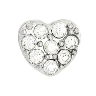 Floating charm bedeltje zilver hartje strass