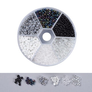seed beads kleine kraaltjes 3mm zwart grijs wit