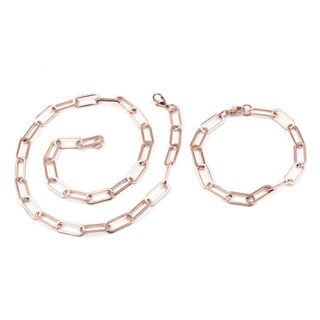 RVS rosé goud armbandje ketting paperclip