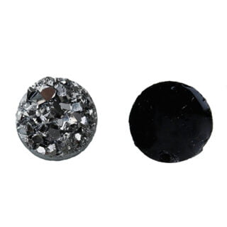 Cabochon klein 8mm rond druzy antraciet