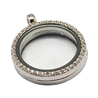 Zilverkleurige medaillon locket strass