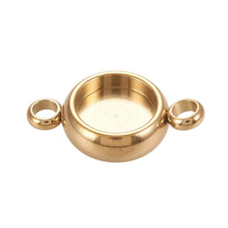 RVS tussenstuk cabochon setting goud tray 6mm