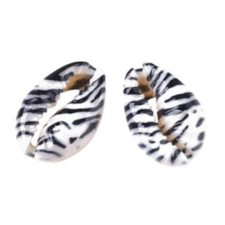 Open schelpkralen zebra dieren print zwart wit