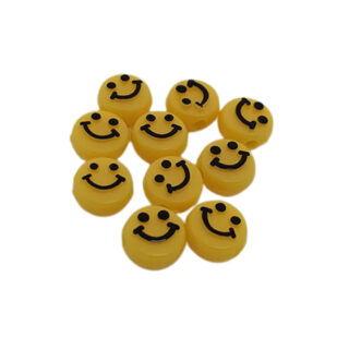 Gele smiley kralen plat rond 1cm acryl