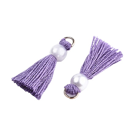 Lila kwastje met witte parel 23mm 2x