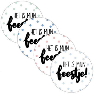 Ronde stickers 4cm het is mijn feestje