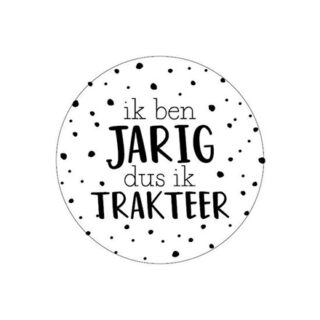 Verjaardag sticker ik ben jarig dus ik trakteer 4cm rond