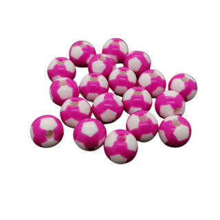 Roze wit geblokte kraal acryl 8mm rond