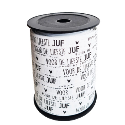 Cadeau lint krullint voor de liefste juf wit zwart