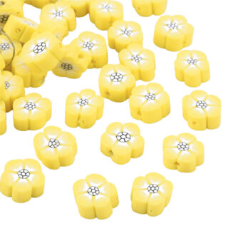 Polymeer bloem kralen katsuki geel