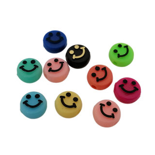 Smiley kraal plat rond 1cm kleuren mix