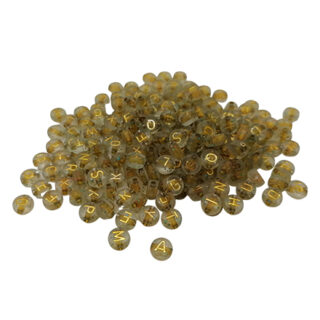 Alfabet kraaltjes goud glitter rond 7mm mix