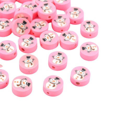 Sneeuwpoppetjes kraal roze polymeer klei roze