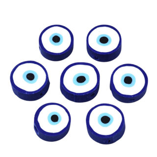 Plat ronde polymeer kralen evil eye kobalt blauw katsuki