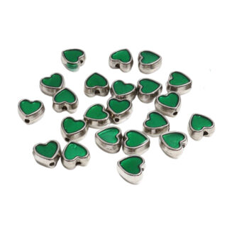 Groene zilveren hartje kraal metalen