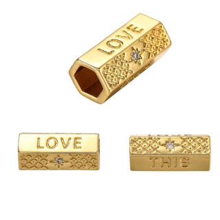 Message bead goud love groot gat kraal