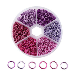 6mm ringetjes roze paars sorteerdoosje