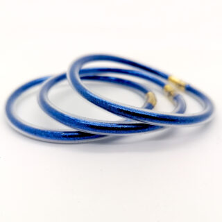 Blauwe armband goud glitters