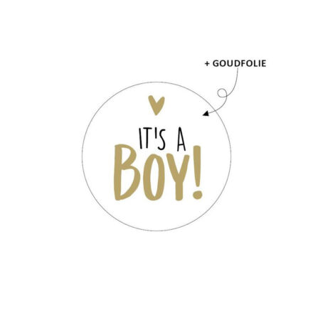 wensstickers geboorte it's a boy goud