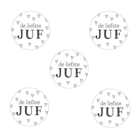 Liefste juf stickers wit zwart