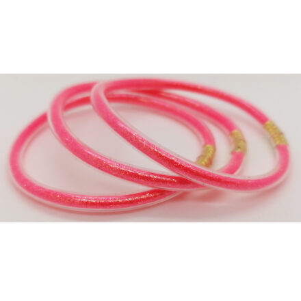 Fluor roze armband glitters goud