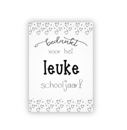 Bedankt voor het leuke schooljaar wenkaartje bedankje