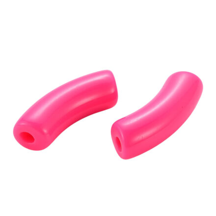 Tube kraal neon roze groot rijg gaatje