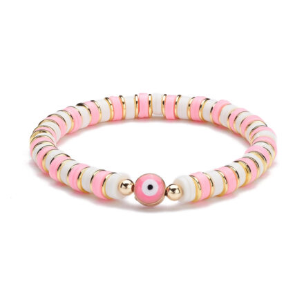 Evil eye kraal roze wit goud DIY setje polymeer