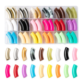 Assorti box tube kraal gebogen mix kleuren acryl