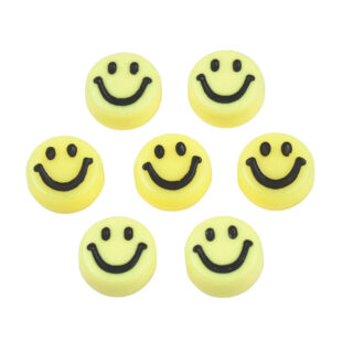 Emoji smile kraal geel plat rond 7mm