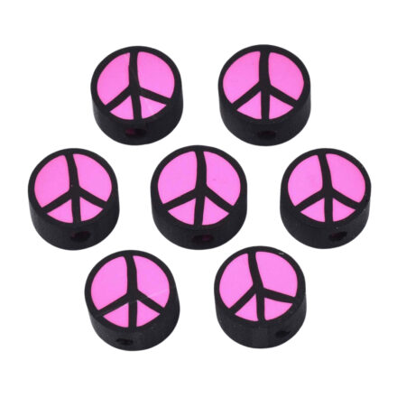 Hot pink zwarte katsuki peace kralen