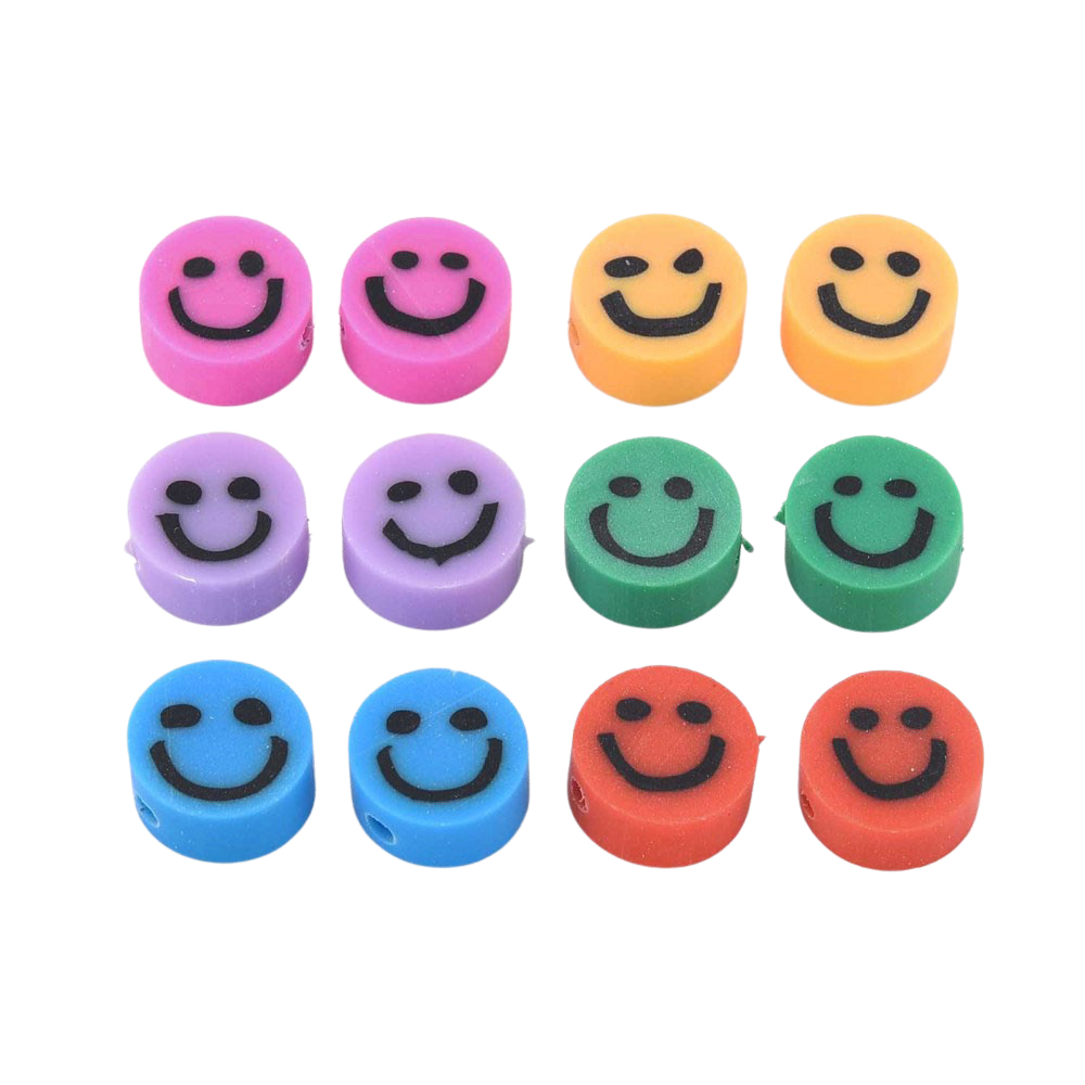 Smile kralen mixed color plat rond polymeer