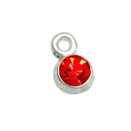 Rhinestone bedel rood zilver