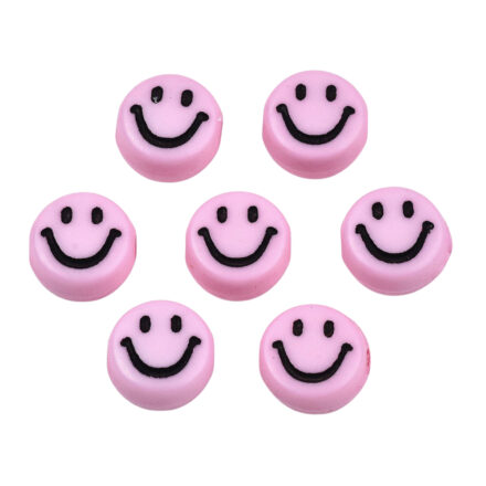 Lichtroze emoji smiley kralen plat rond