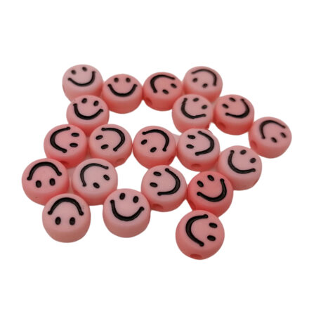 Plat ronde acryl kraal smiley emoji