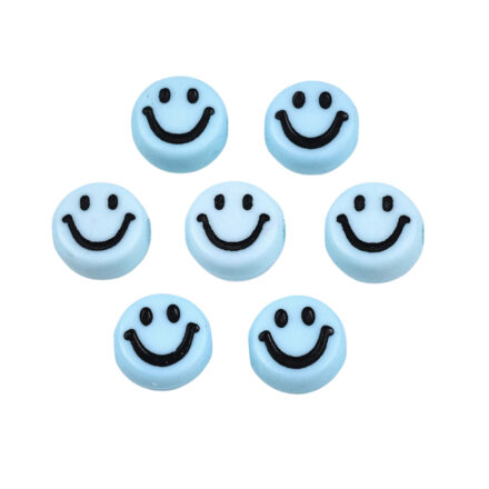 Smiley kraal licht blauw plat rond emoji