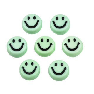 Emoji smile kraal min groen plat rond 7mm