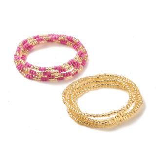 Goud roze armbanden kleine rocaille kraaltjes