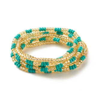 Rocaille kralen DIY armband goud turquoise