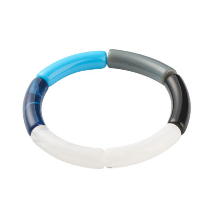 Armband acryl tube kralen blauw zwart wit grijs DIY kralen