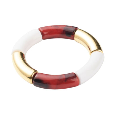 Armbanden tube kralen goud wit brown red