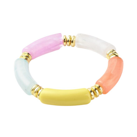 Tube armbandjes geel roze wit goud DIY kralen setje