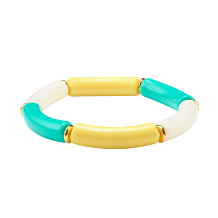 Tube armband geel goud turquoise DIY setje