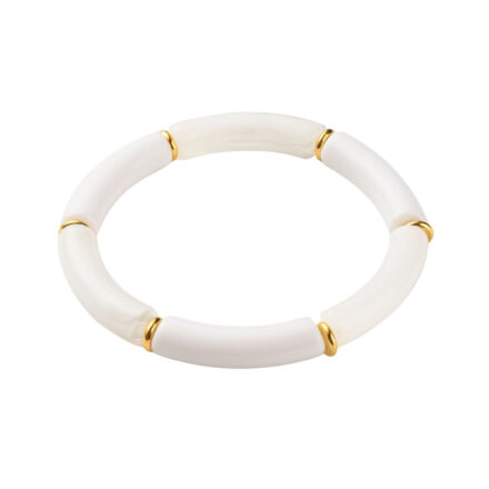 Goud witte armbandjes tube kraal DIY