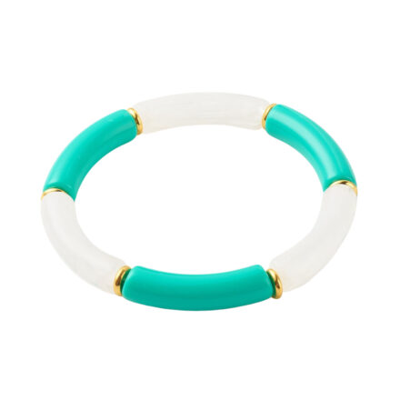 Tube armbandjes turquoise wit goud DIY