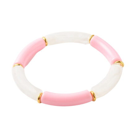 Tube armband acryl kraal diy gold pink white