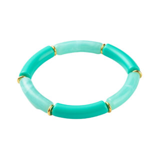 Tube kralen armband turquoise goud